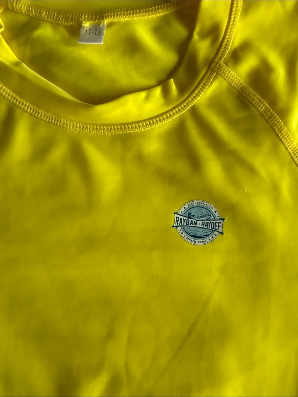 Girls Bright Yellow Long Sleeve Rash Guard Swim Shirt Size 11-13 Sun Protection